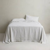 Cultiver Linen Queen/King Flat Sheet with Border - Pinstripe