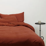 Linen Queen/King Flat Sheet with Border - Sienna