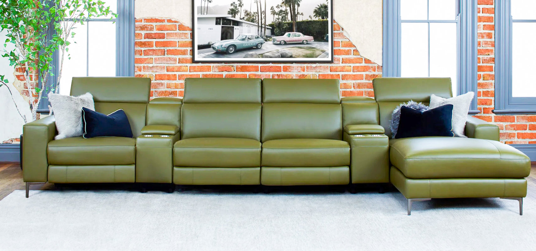 Green Colour Leather Sofa  