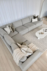 Monaco Corner Lounge - (additional armless) 6 Extra Wide Seats - Light Grey