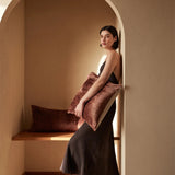 Talik Velvet Square Cushion - Chestnut