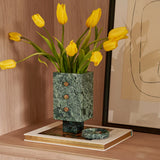 Trunk Vase - Verde Alpi Marble with Buttons