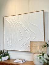 Wavy Hand Painted Wall Art - White