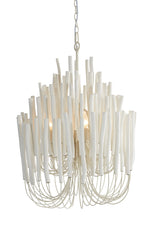 Wood Candle Stick Chandelier Small - White