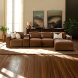 Zayn 4 Seater with Chaise & Console - Biscoff