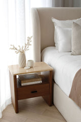 Oscar Travertine Look Bedside Table