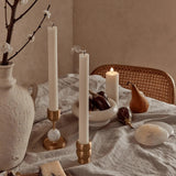 Beaded Fountain Medium Brass Candle Holder - White