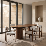 Coco Dining Chair - Sandstone with Walnut Legs