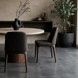Ellery Dining Chair - Noir with Walnut Legs