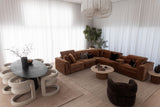 Lorde 6 Piece Corner Lounge Suite with 2x Armless Power Recliners - Provence Cinnamon