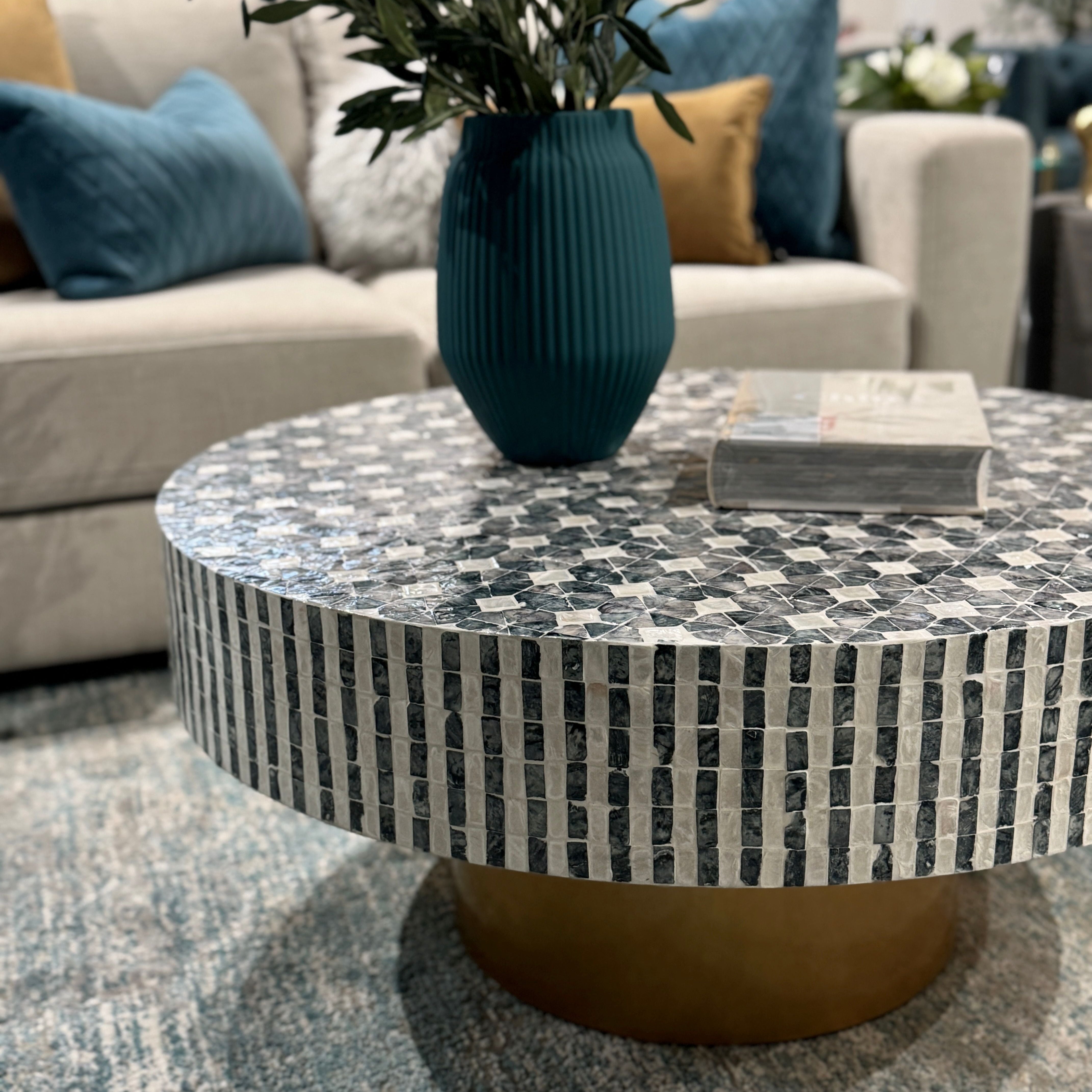 Buy Nya Blue Shell Inlay Design Coffee Table in Perth, Osborne Park