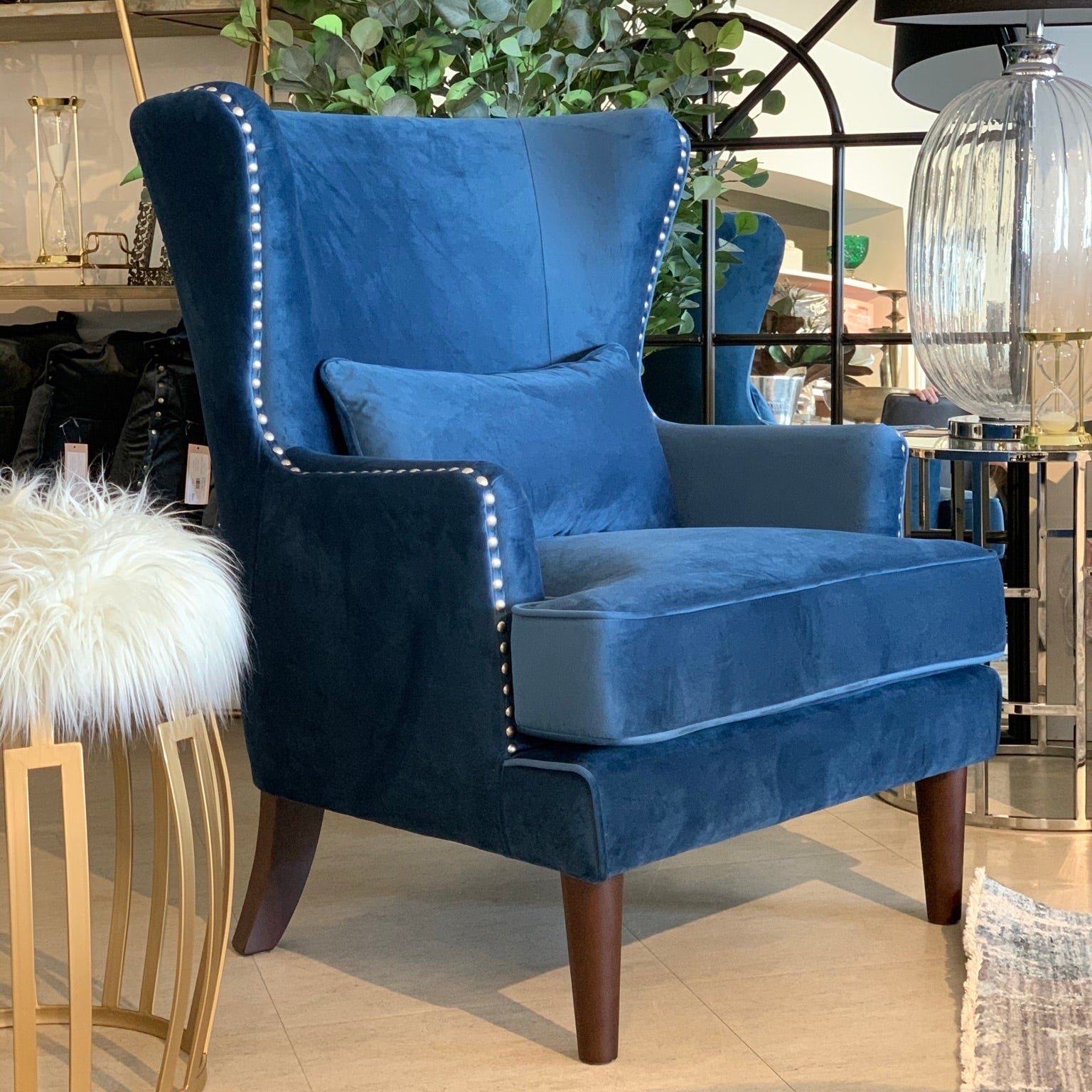 Buy Obernai Blue Velvet Armchair in Perth, Osborne Park, Joondalup
