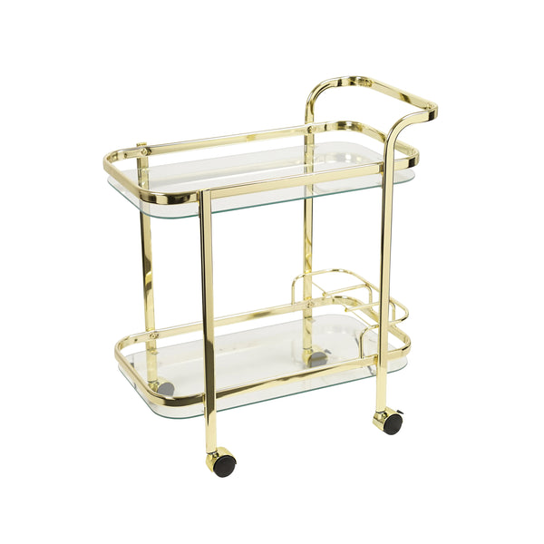 Piaf Clear Bar Cart - Gold