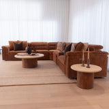 Lorde 6 Piece Corner Lounge Suite with 2x Armless Power Recliners - Provence Cinnamon
