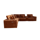 Lorde 6 Piece Corner Lounge Suite with 2x Armless Power Recliners - Provence Cinnamon