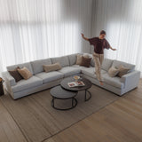 Monaco Corner Lounge - (additional armless seat) - 6 Extra Wide Seats - Apollo Marshmallow