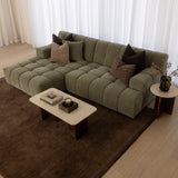 Valletta 3 Seater with Chaise - Mystique Fern