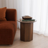 Luna Marble Wood Side Table