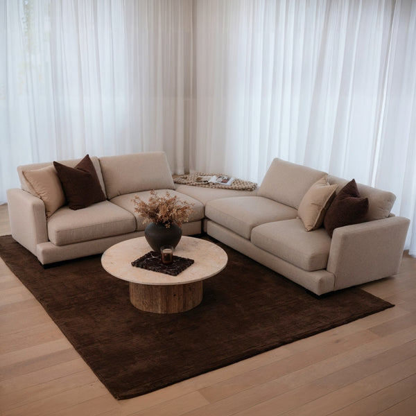 Harlow 4 Seater Lounge with Ottoman - Sand