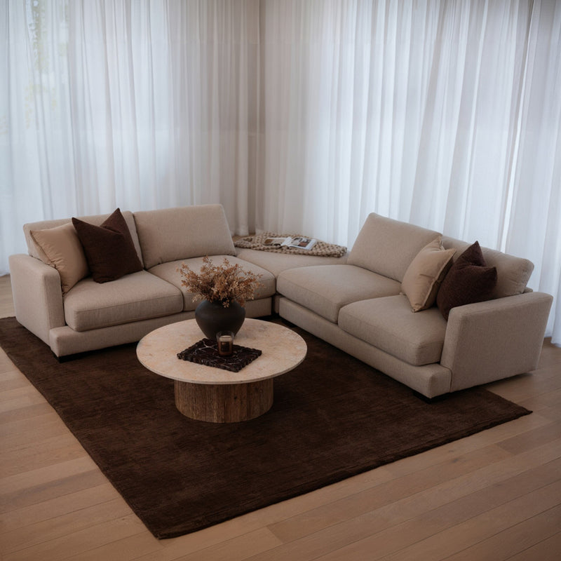 Harlow 4 Seater Lounge with Ottoman - Sand