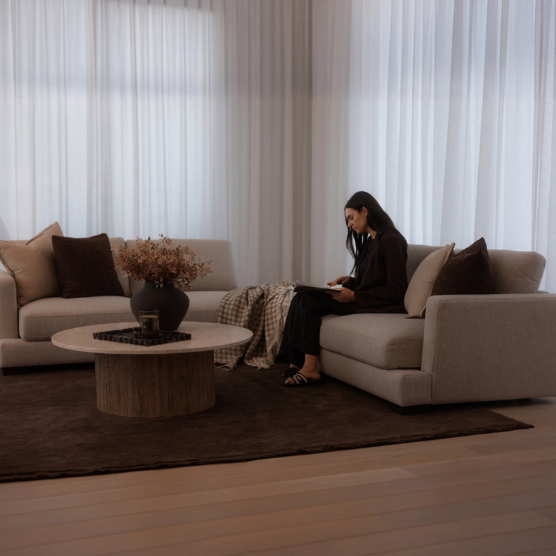 Harlow 4 Seater Lounge with Ottoman - Sand