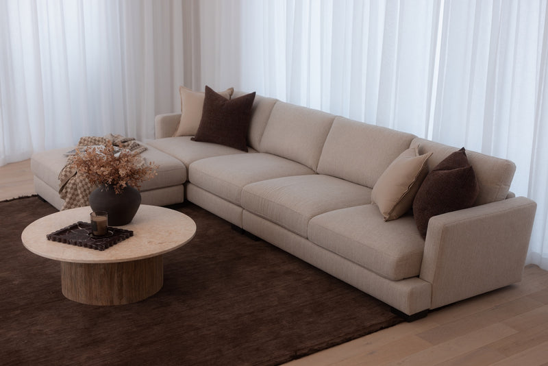 Harlow 4 Seater Lounge with Ottoman - Sand