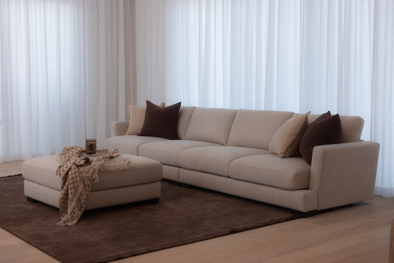 Harlow 4 Seater Lounge with Ottoman - Sand