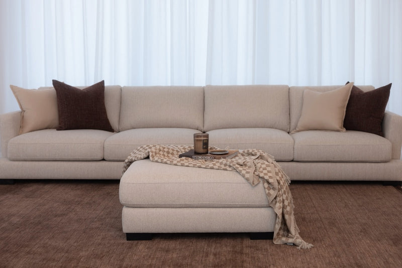 Harlow 4 Seater Lounge with Ottoman - Sand