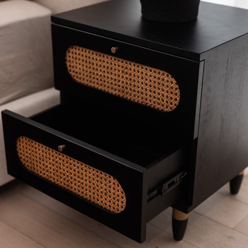 Yara 2 Drawer Bedside - Black