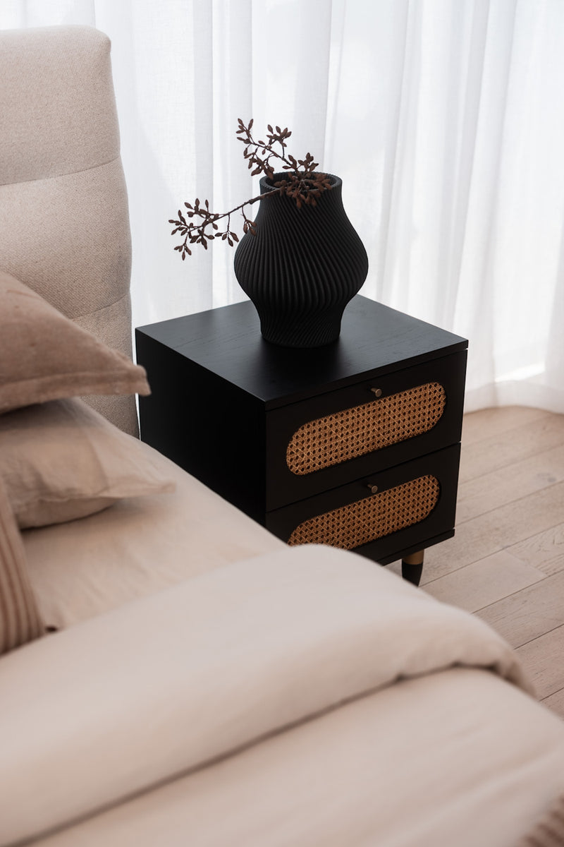 Yara 2 Drawer Bedside - Black