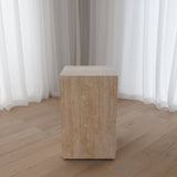 Corinth Side Table - White Travertine