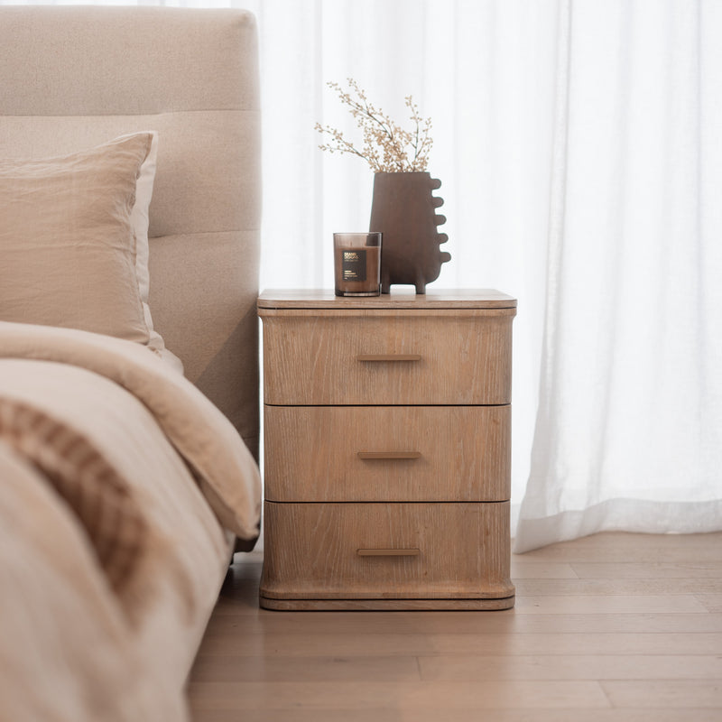 Aira 3 Drawer Bedside - Honey Oak