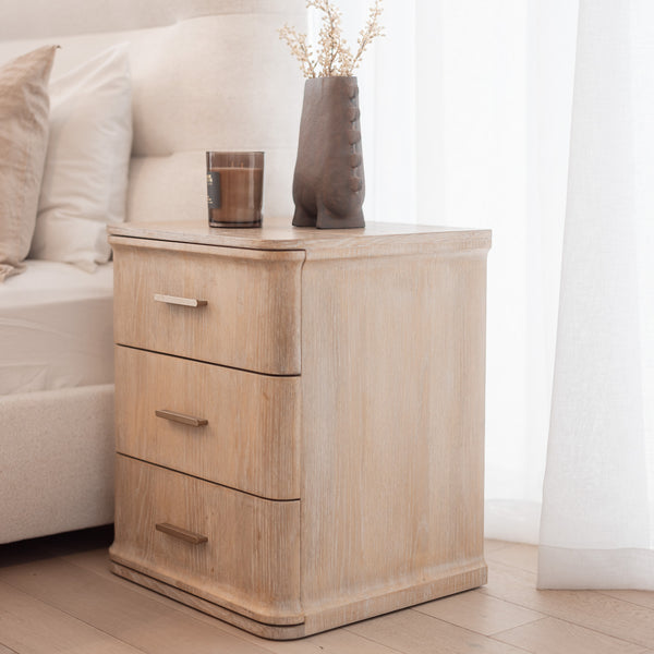 Aira 3 Drawer Bedside - Honey Oak
