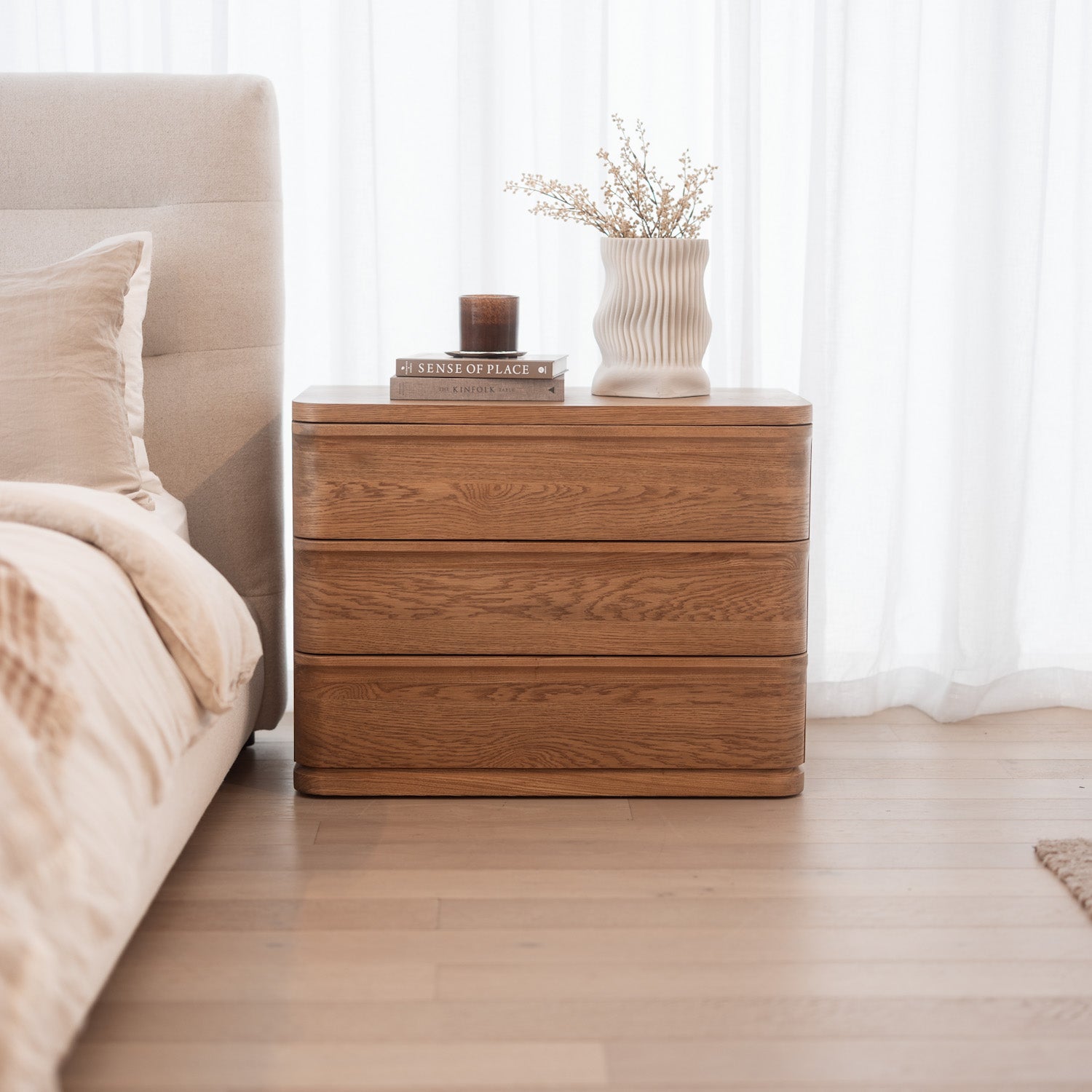 Buy Tula 3 Drawer Bedside Honey Oak Perth, Osborne Park & Joondalup ...