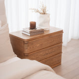 Tula 3 Drawer Large Bedside - Honey Oak