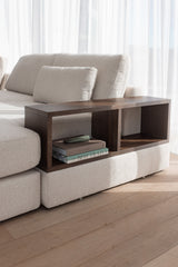 Havern 3 Seater with Bookcase & Reversible Chaise - Ivory & Espresso