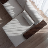 Havern 3 Seater with Bookcase & Reversible Chaise - Ivory & Espresso
