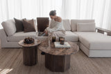 Havern 3 Seater with Bookcase & Reversible Chaise - Ivory & Espresso