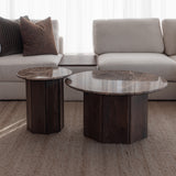 Luna Marble Wood Side Table