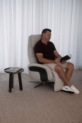 Huxley Reclining Swivel Arm Chair - Alabaster Tweed