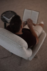 Huxley Reclining Swivel Arm Chair - Alabaster Tweed