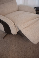 Huxley Reclining Swivel Arm Chair - Alabaster Tweed
