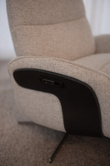 Huxley Reclining Swivel Arm Chair - Alabaster Tweed