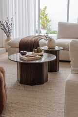 Luna Marble Wood Coffee Table