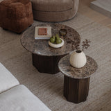 Luna Marble Wood Side Table
