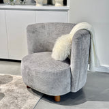 Chenille Armchair - Grey/Walnut
