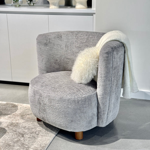 Chenille Armchair - Grey/Walnut