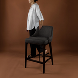 Ashford Counter Stool - Noir with Walnut Legs