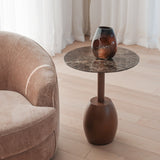 Sinclair Side Table - Emparado Marble Top & Mocha Base