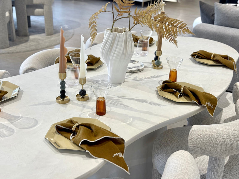Embroidered Linen Napkin Set - Goblet